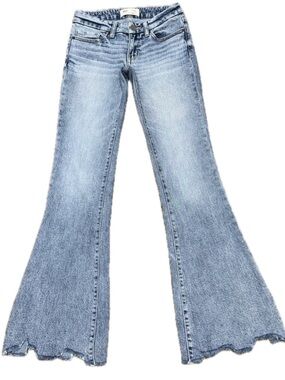 👖👢 BKE BUCKLE Stella Low Rise Flare Jeans Chewed Hem Y2K Women's 23x34